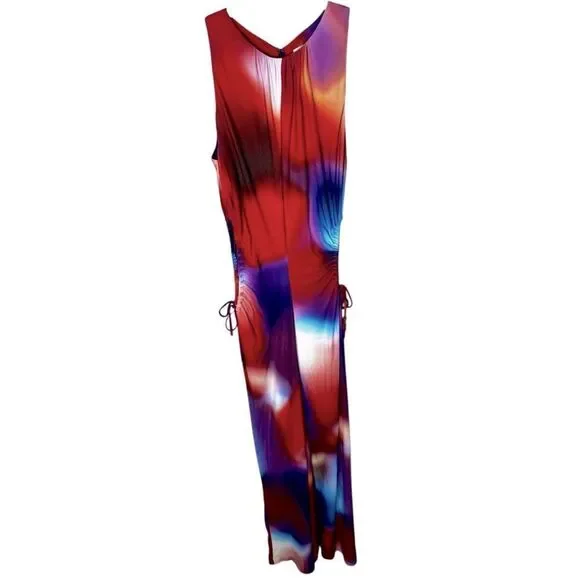 REBECCA VALLANCE Del Prado Cutout Printed Jersey Midi Dress Size 6
